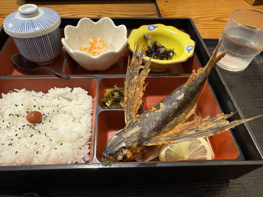 * Lunch box with fried flying fish