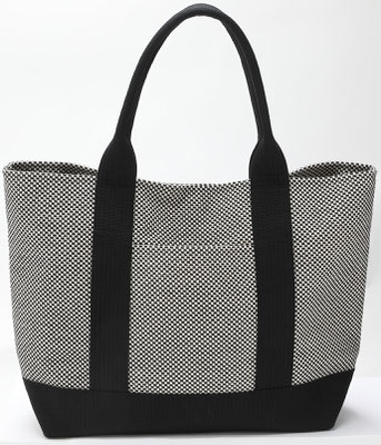 * sashiko Tote bag (white and black checked)