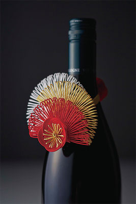 *MIZUHIKI Bottle ribbon - red, plum flower -