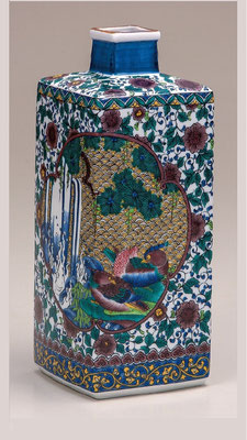 "Kutani ware Flower Vase "Ko-Kutani Kacho" 