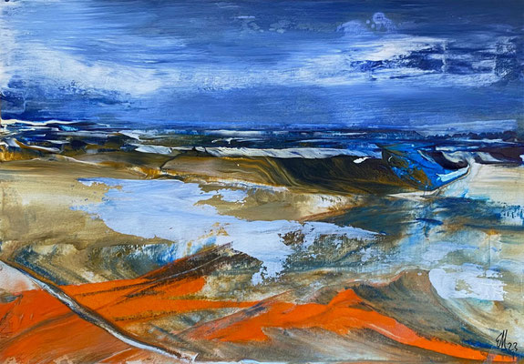 Landschaft I, Acryl auf Papier, 29,5 x 20,6 cm, 2023
