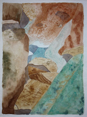 "Durchgang zum Meer", Aquarell auf Bütten, 30x38 cm, 1989, verkauft