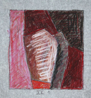 Skizze 20/1, Wachsmalstifte auf Pergamentpapier, 13x14 cm, 1996