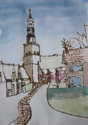 Hindeloopen, aquarellierte Skizze, 10,5 x 14,8 cm, 2020