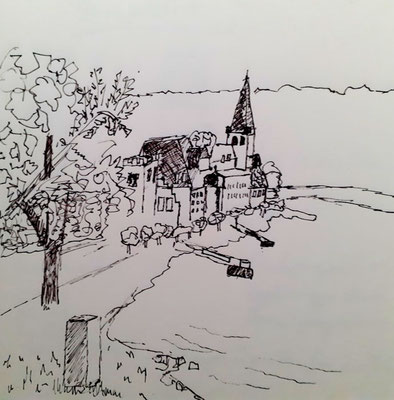 Unkel, Federzeichnung, 16 x 17 cm, 2021
