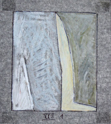 Skizze 22/1, Wachsmalstifte auf Pergamentpapier, 15x17 cm, 1996