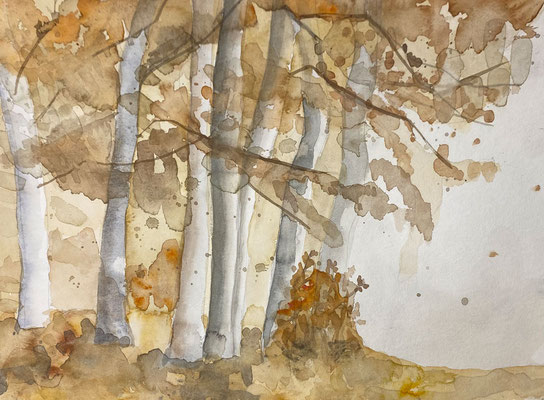 "Nebelwald im Herbst", Aquarell auf Bütten, 32 x 24 cm, 1/24,