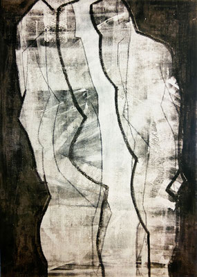 o.T., Acryl auf schwarzem Rupfen, 100 x 140 cm, 1995, verkauft