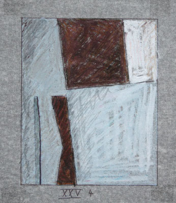 Skizze 25/4, Wachsmalstifte auf Pergamentpapier, 15x18 cm, 1996