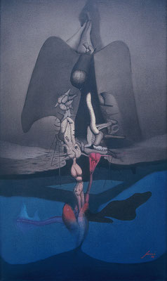 Deep Waters, 1972 <br> Oil on linen, 16x27in (40x70cm) <br> Collection Roberto Derteano, Lima