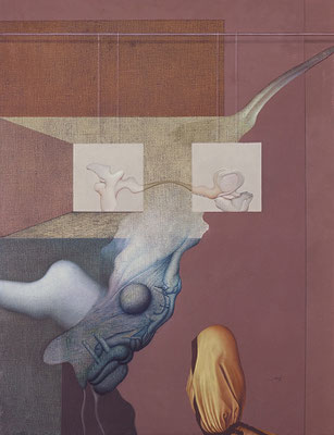 Untitled I, 1975 <br> Oil on linen 25½x17½in ( 70x54cm) <br> Collection Luis Doehler, Lima