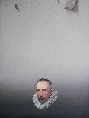 Floating Portrait After Van Dyck, 1973<br>( Cardiff College of Art ) <br> Oil on linen, 39x31in (100x80 cm) <br> Collection of Frederick J. Schwartz, London