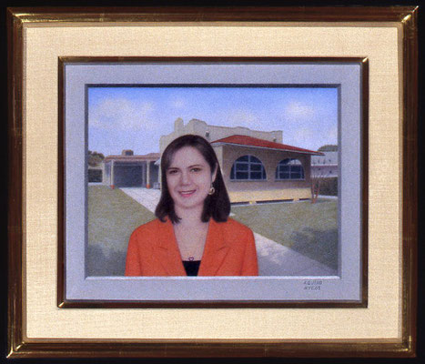 Portrait of Mary Ann Sallas at Home, 2003 <br> Mixed media on panel, 8x10in (20x25cm) <br> Collection Mary Ann Sallas, Miami