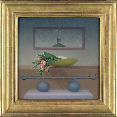 Still Life with Flowers, 1999 <br> Oil on panel, 12x12in (30x30cm) <br> Private Collection, New York