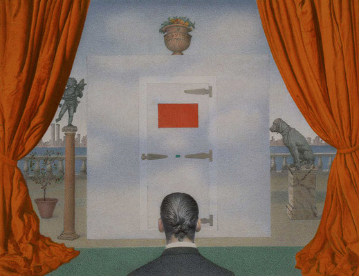 The Door of The Sky, 1996 <br> Mixed media on panel, 9x7in (23x18cm) <br> Collection Héctor Neuman, Lima