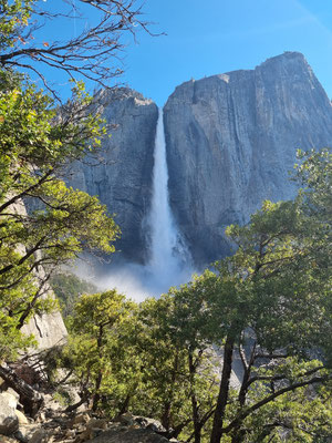 Erster Blick auf den Upper Yosemite Fall