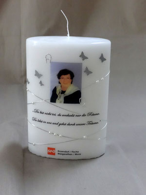 T24, Ovalkerze 20x13x7cm, Text und Foto, PReis: EUR 75,00