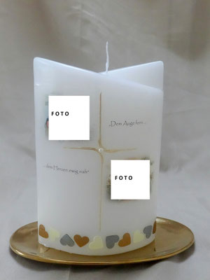T4 "Dem Auge fern - dem Herzen ewig nah", Elippsenkerze: 19x9x7cm, Preis: EUR 70,00