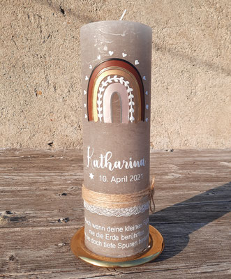 Trauerkerze "Sternenkind"; Rustic Kerze taupe: 25x8cm 