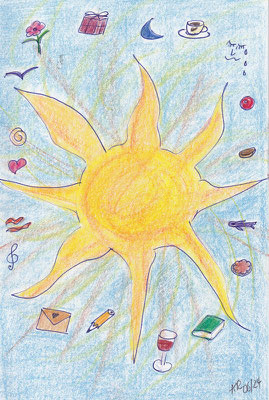 Zeichung AR: Sommersonnenmotivationsbild