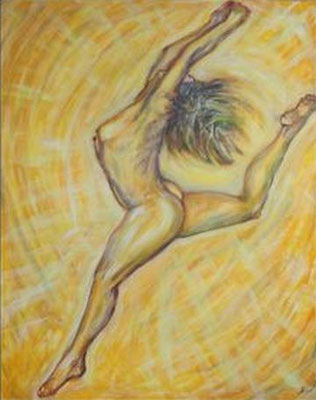 "Tanz des Lebens - gelb", Acryl auf Leinwand, 80 cm x 100 cm, 2016