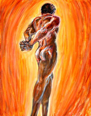 "Tanz des Lebens - orange", Acryl auf Leinwand, 80 cm x 100 cm, 2016