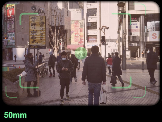 50ｍｍ枠でのパララックス補正。　　　　　　　　　　∞の距離に合わせた50mm枠の状態。
