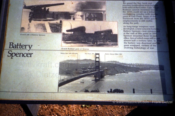 Battery Spencer information, Golden Gate Bridge, Old Conzelman Rd, Sausolito, San Francisco, CA, June 1990