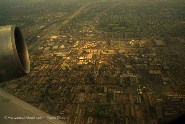 Los Angeles, California, PAN AM/Pan American flight, vicinity, industry aerial view, 6/1990