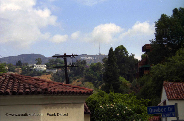 Hollywood Sign seen from 6300 Quebec Dr, Hollywood Dell, Los Angeles, California 90068, 6/1990