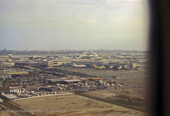 Los Angeles, California, PAN AM/Pan American flight, International Airport LAX aerial view, 6/1990
