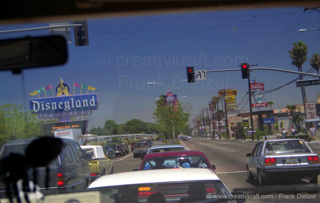 Traffic next to Disneyland, Anaheim, Los Angeles, California 92802