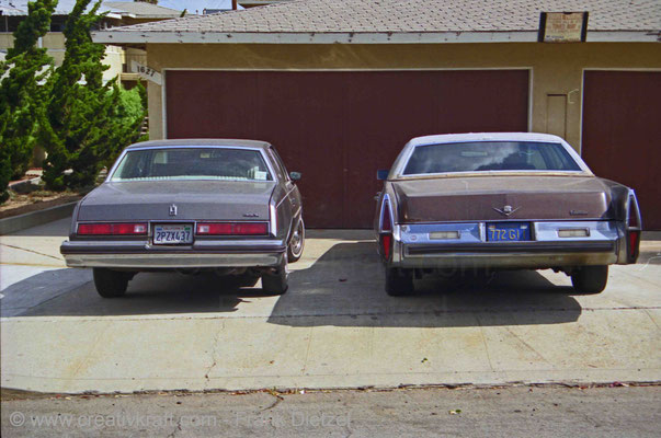 Buick and Cadillac Fleetwood 1973, 1627 E Palm Ave, El Segundo, Los Angeles, 90245 California, June 1990