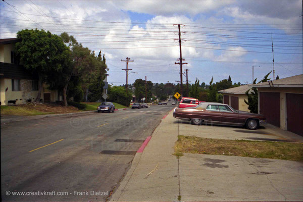 Cadillac Fleetwood 1973, 1627 / 1628 E Palm Ave near Washington Park, El Segundo, Los Angeles, 90245 California, June 1990