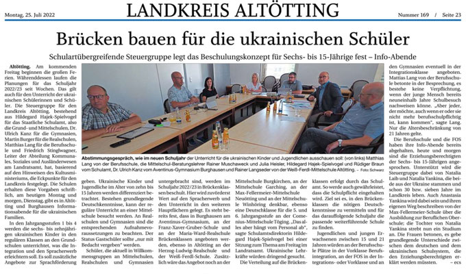25.07.2022 - Brücken bauen für ukrainische Schüler - pnp