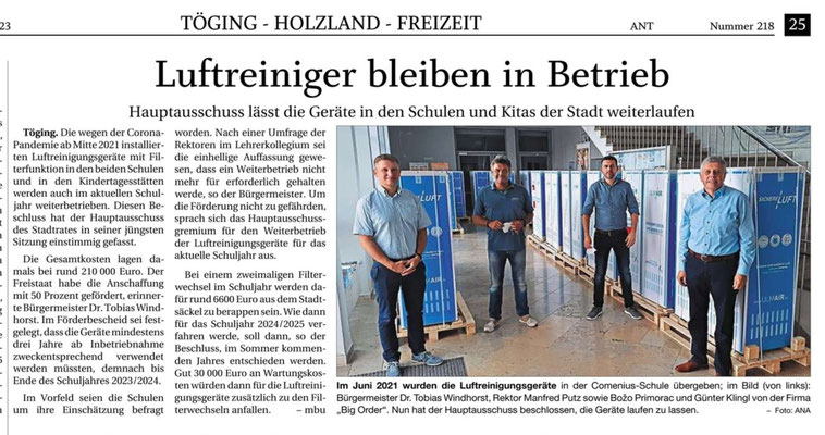 21.09.2023 - Luftreiniger bleiben in Betrieb - pnp