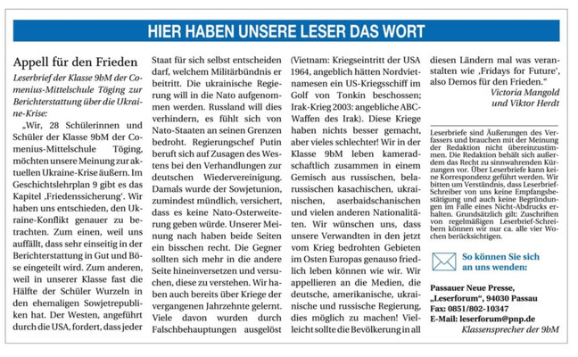 18.02.2022 - Leserbrief 9bM zum Ukraine-Konflikt - pnp