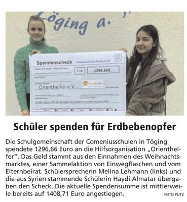 07.03.2023 - Schüler spenden für Erdbebenopfer - ovb
