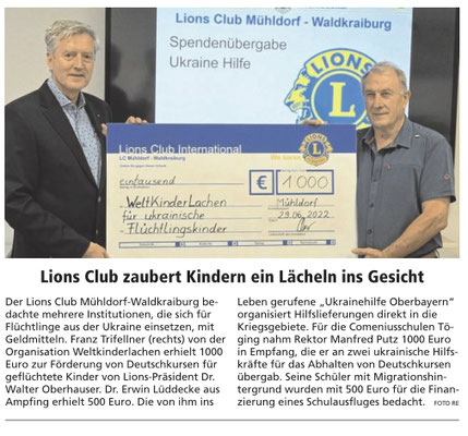 11.06.2022 - Lions Club zaubert Lächeln ins Gesicht - ovb
