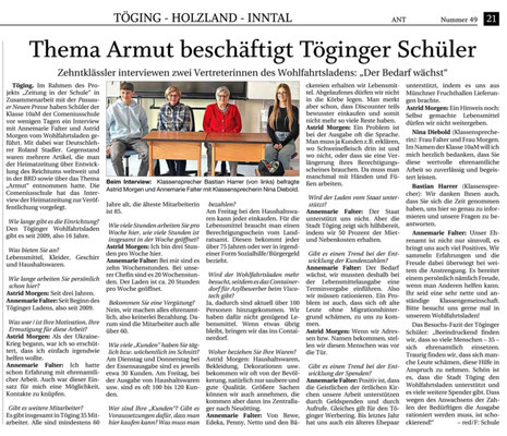 10.03.2025 - Thema Armut beschäftigt Töginger Schüler - pnp