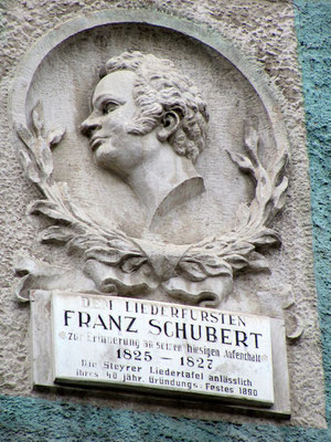 Gedenktafel an einem Haus wo Franz Schubert gewohnt hat