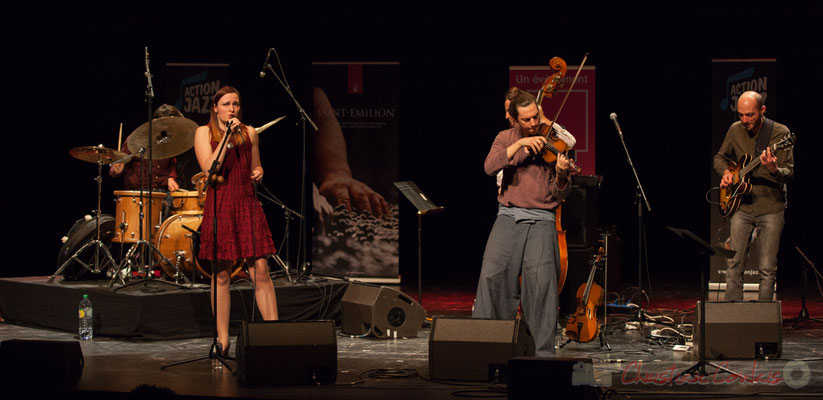 Tom Peyron, Camille Durand, Thomas Julienne, Boris Lamerand, Thomas Saint-Laurent du quintet Theorem of Joy. Tremplin Action Jazz 2017. Le Rocher de Palmer