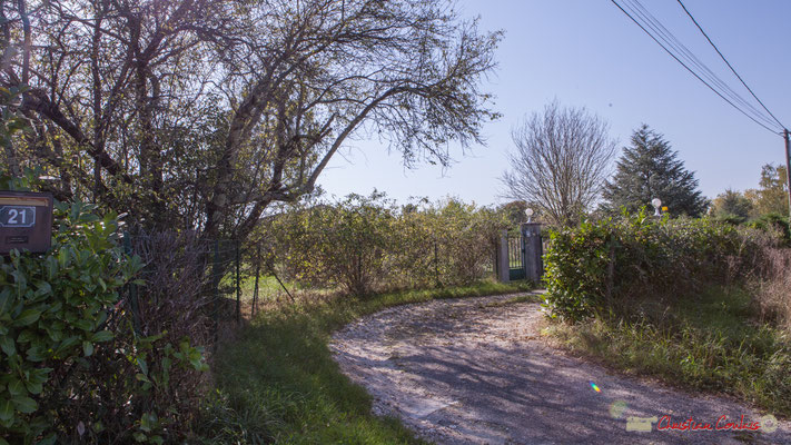 Entrée de propriété agréablement végétabilisée. Avenue de Lignan, Cénac, Gironde. 16/10/2017