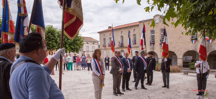Quatre-vingtième anniversaire du Souvenir et de la Mémoire de la Résistance, stèle Roger Teillet, place de la République, Blasimon, en présence de Mathilde Feld, députée de Gironde. Dimanche 14 juillet 2024. Photographie © Christian Coulais