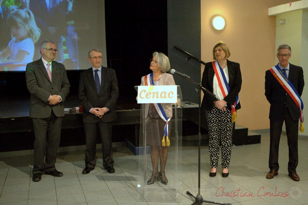 Jean-Marie Darmian, Jean-Michle Bédécarrax, Simone Ferrer, Catherine Veyssy, Gérard Pointet; Honorariat des anciens Maires de Cénac, vendredi 3 avril 2015