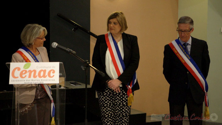 Simone Ferrer, Catherine Veyssy, Gérard Pointet, Maires de Cénac, vendredi 3 avril 2015