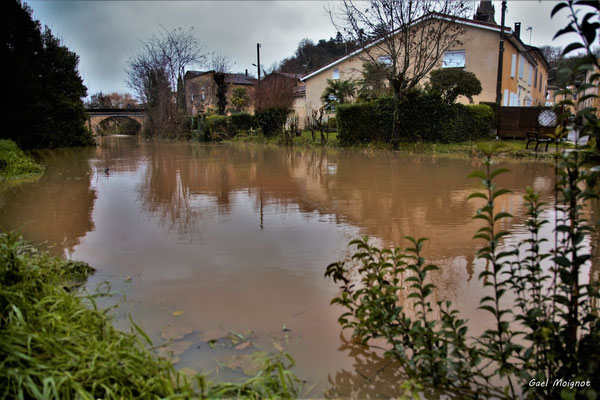 En bordure du Grand Estey, inondation Le Tourne. Samedi 14/12/2019. Photographie © Gaël Moignot