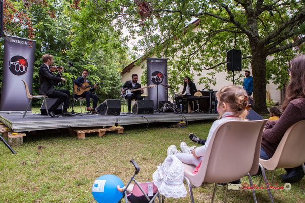 Nicolas Saez Quartet : Nicolas Frossard, Nicolas Saez, Julien Cridelause, Sabrina Romero; Festival JAZZ360, Château Duplessy, Cénac. Lundi 10 juin 2019