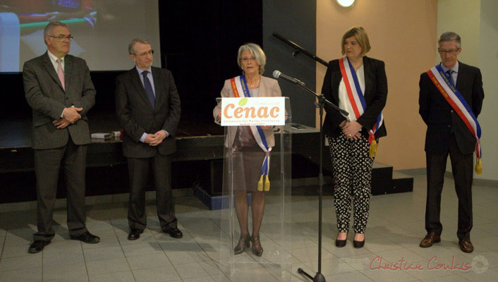 Jean-Marie Darmian, Jean-Michle Bédécarrax, Simone Ferrer, Catherine Veyssy, Gérard Pointet; Honorariat des anciens Maires de Cénac, vendredi 3 avril 2015