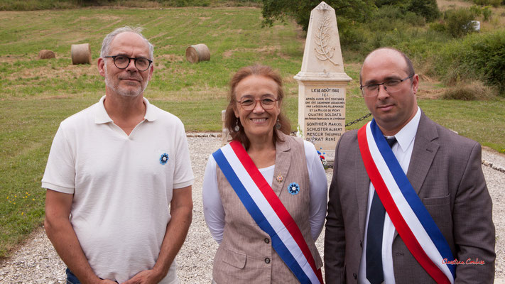 Quatre-vingtième anniversaire du Souvenir et de la Mémoire de la Résistance, Blasimon. Lionel Chollon, suppléant de Mathilde Feld, députée de Gironde, Christophe Miqueu, maire de Sauveterre-de-Guyenne. Dimanche 14/07/2024. Photographie © Christian Coulais